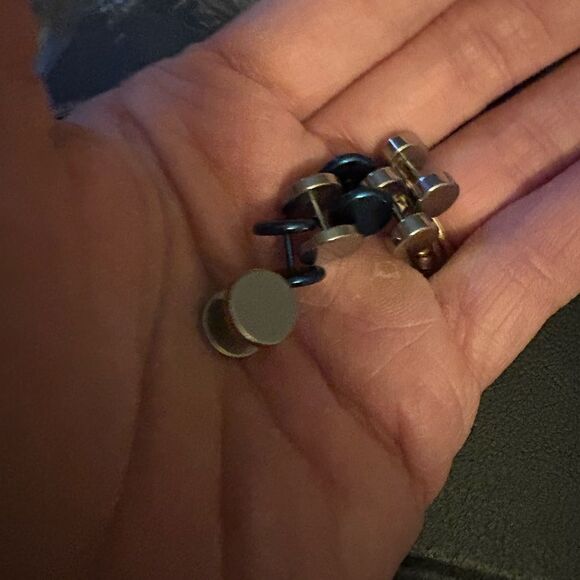 Five Pair Cuff link Bundle (Black, Blue, Silver, and White) - Picture 5 of 7